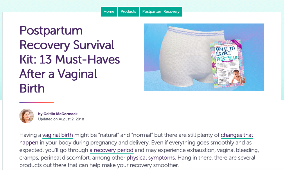 Postpartum Recovery Survival Kit