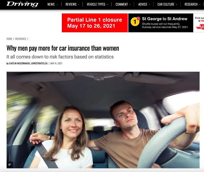 Why men pay more for car insurance than women