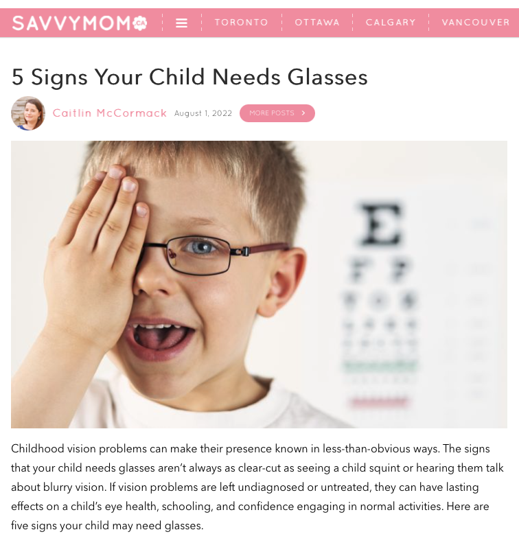 5 Signs Your Child Needs Glasses